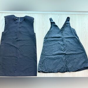 Zara Black Wide shoulder & V‑Neck Sleeveless Dress Duo